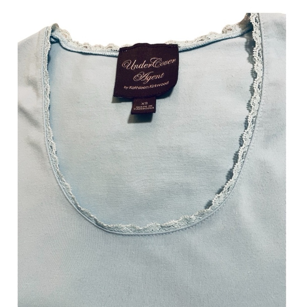 Kathleen Kirkwood Sky Blue Undercover Agent Sleeveless Tank Top  size XS. NWOT
